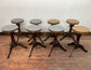 Set of 8 industrial style mid-height bar / pub stools