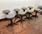 Set of 8 industrial style mid-height bar / pub stools