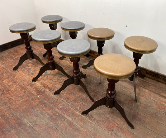 Set of 8 industrial style mid-height bar / pub stools