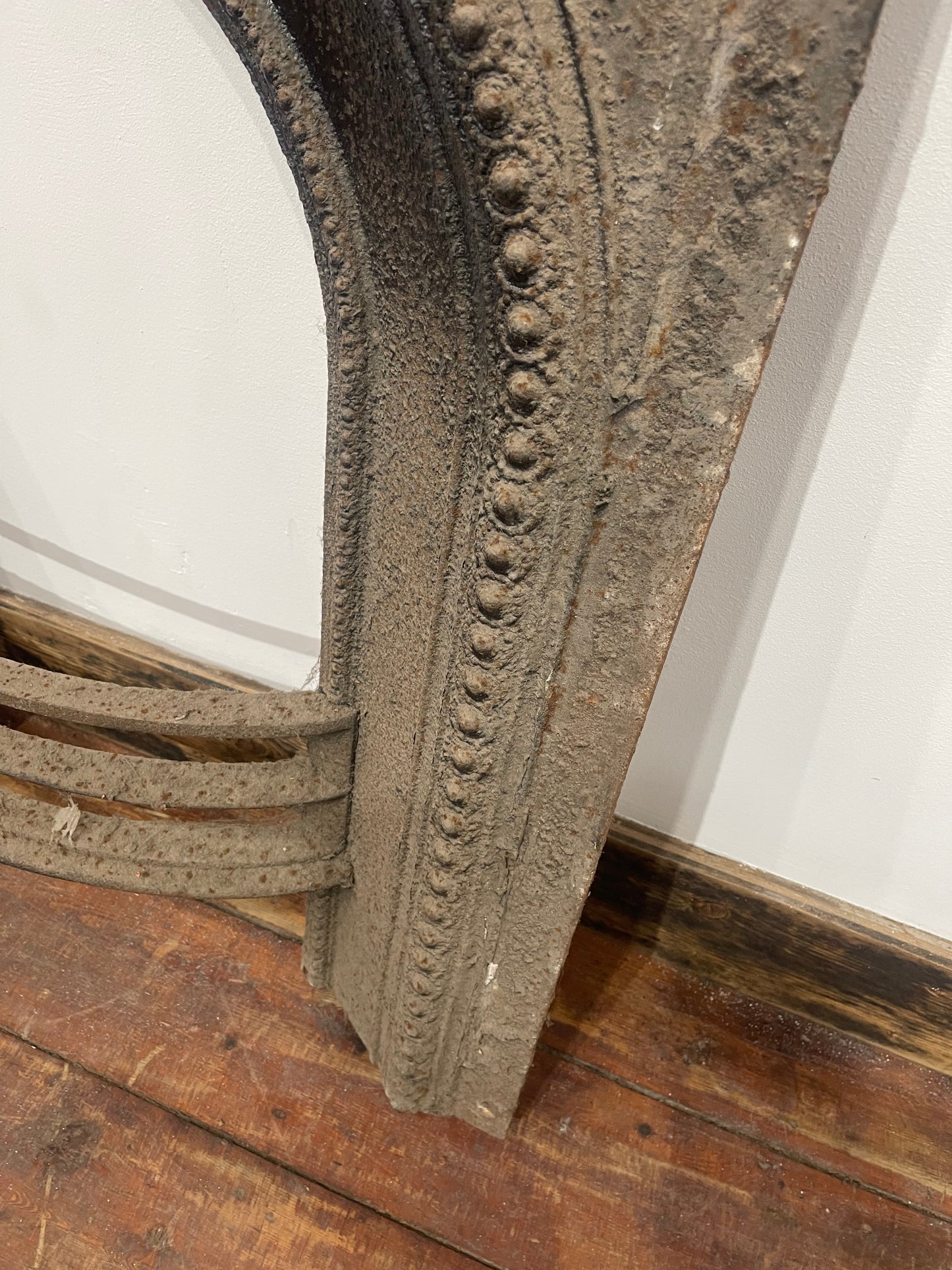 Antique Cast Iron Fireplace Surround & Grate Victorian Arched Fire Basket