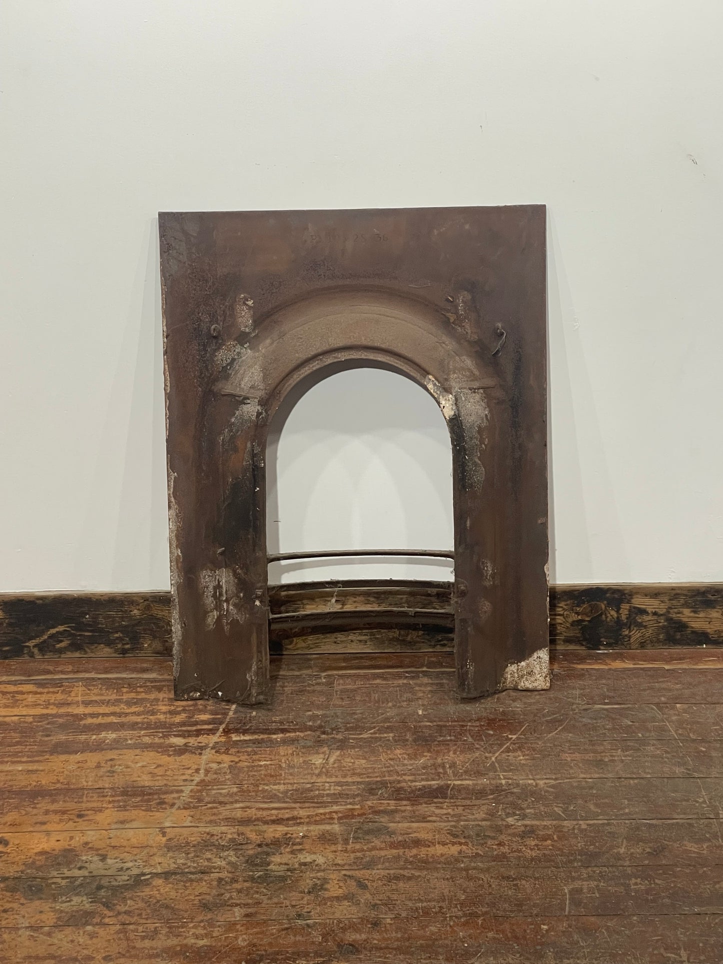 Antique Cast Iron Fireplace Surround & Grate Victorian Arched Fire Basket
