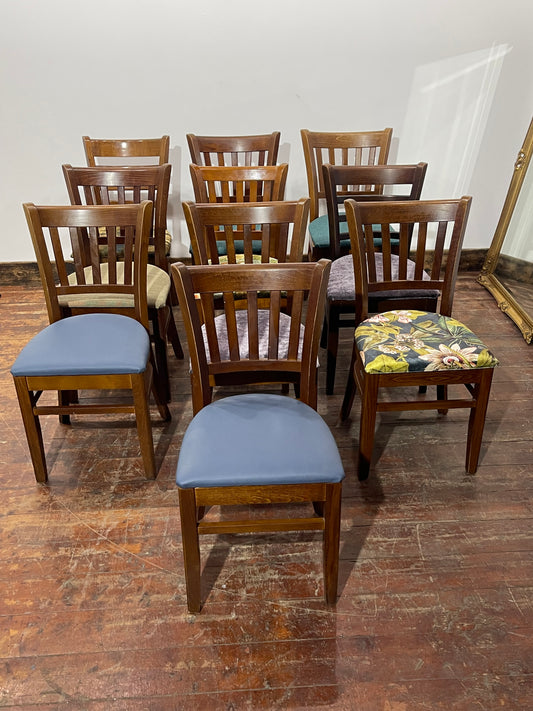 Set of 10 Traditional Wooden Dining Chairs – Brand New Seat Pads