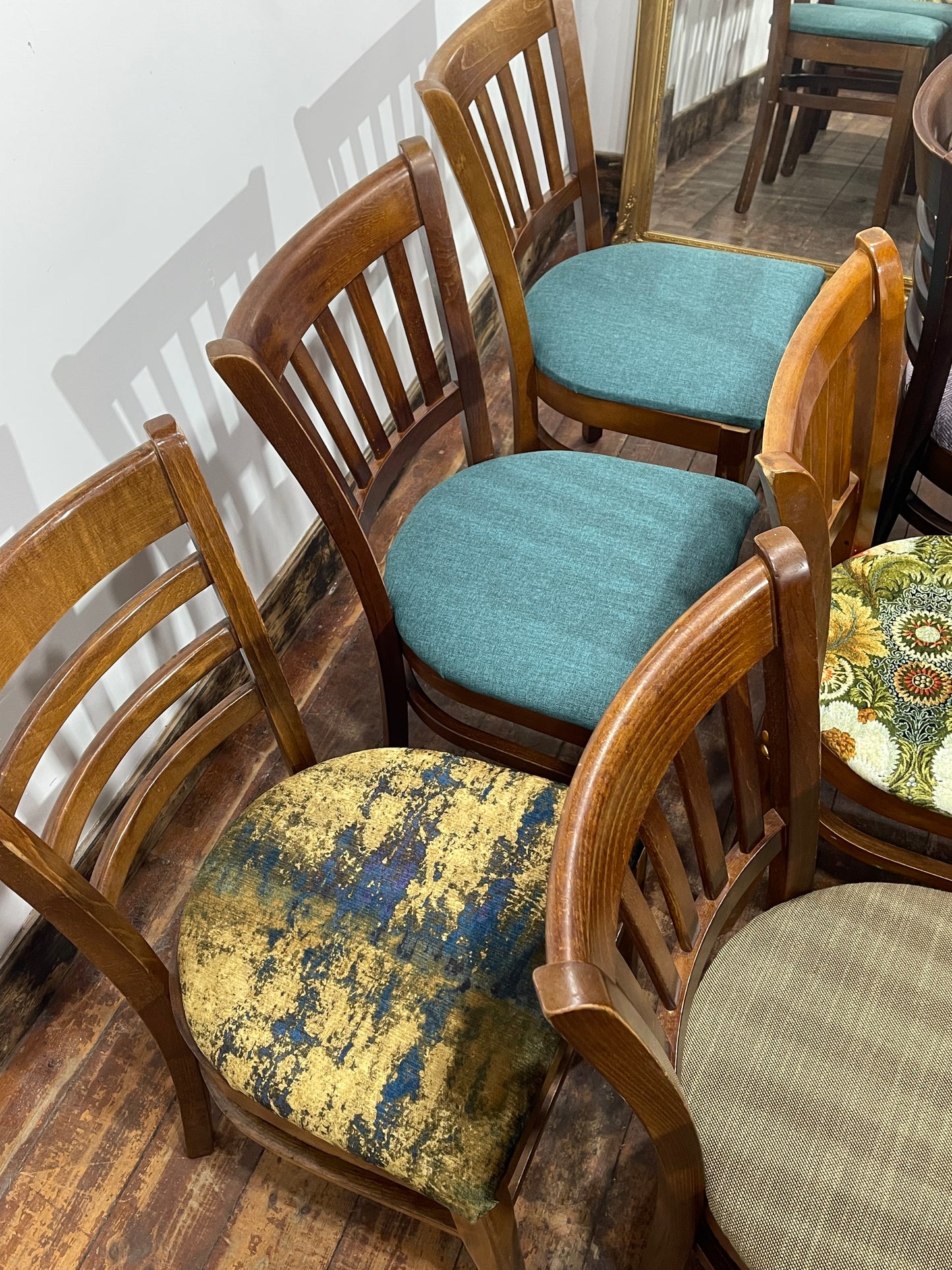 Set of 10 Traditional Wooden Dining Chairs – Brand New Seat Pads