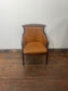 Tan Leather Armchair Traditional Carver Chair Dark Wood Studded Lounge Chair