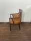 Tan Leather Armchair Traditional Carver Chair Dark Wood Studded Lounge Chair
