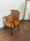 Tan Leather Armchair Traditional Carver Chair Dark Wood Studded Lounge Chair