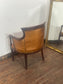 Tan Leather Armchair Traditional Carver Chair Dark Wood Studded Lounge Chair