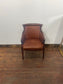 Tan Leather Armchair Traditional Carver Chair Dark Wood Studded Lounge Chair