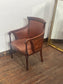 Tan Leather Armchair Traditional Carver Chair Dark Wood Studded Lounge Chair