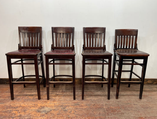 Set of 4 traditional wooden pub bar stools