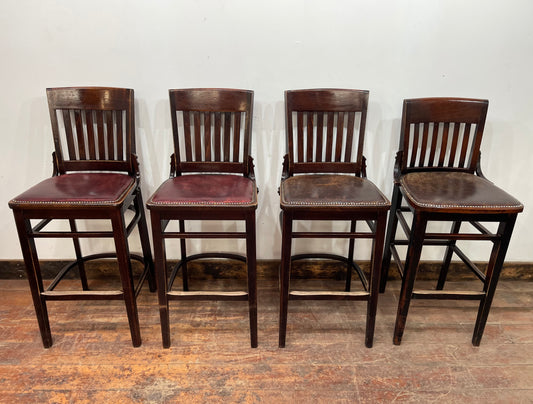 Set of 4 traditional wooden pub bar stools