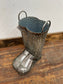 Silver metal wellington boot umbrella stand