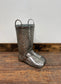 Silver metal wellington boot umbrella stand