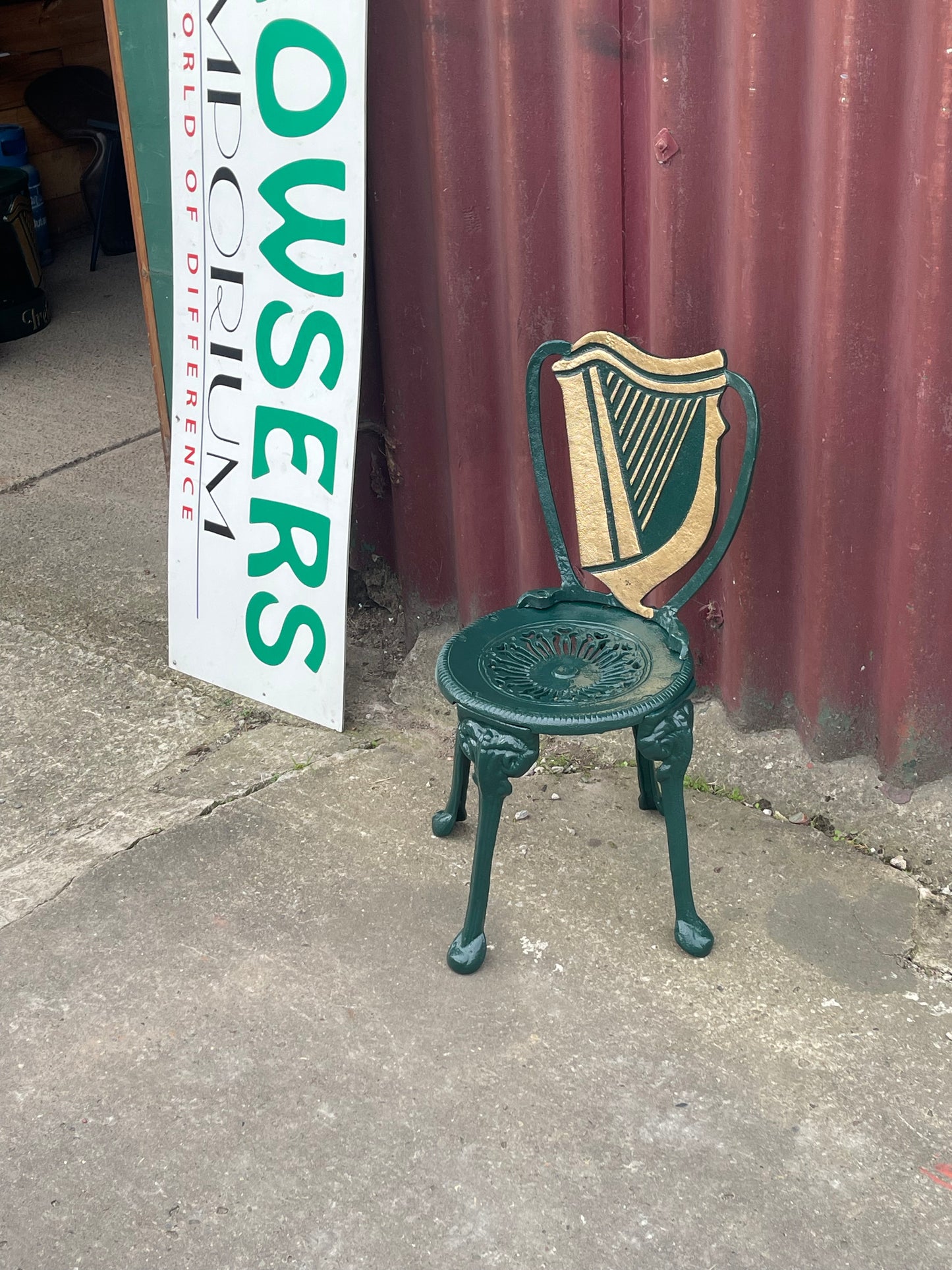 Irish Harp Cast Iron Chair Celtic Style Ornate Metal Pub Chair