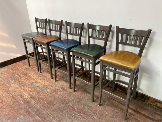 5 x shabby chic grey bar stools