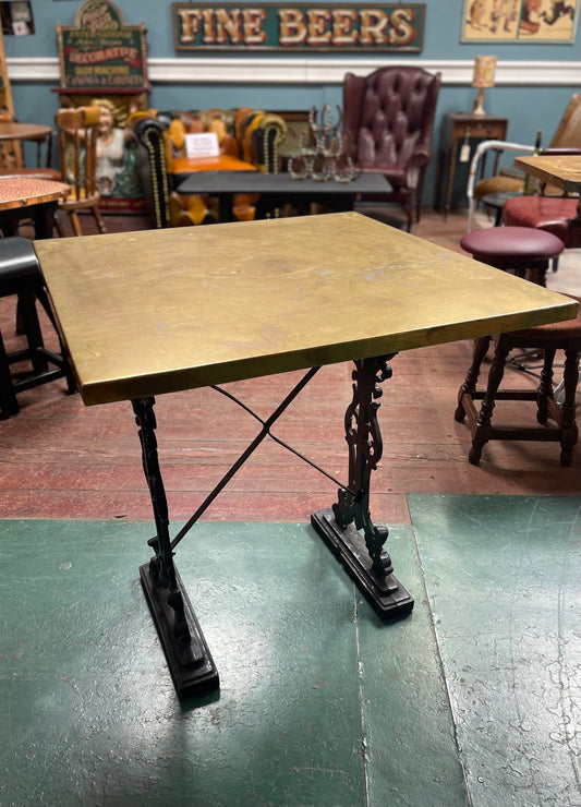 Vintage / retro solid brass pub table with cast iron base