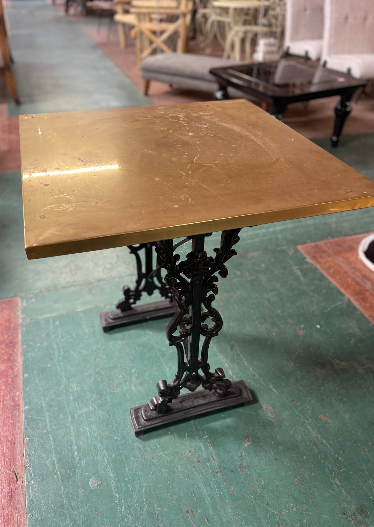 Vintage / retro solid brass pub table with cast iron base