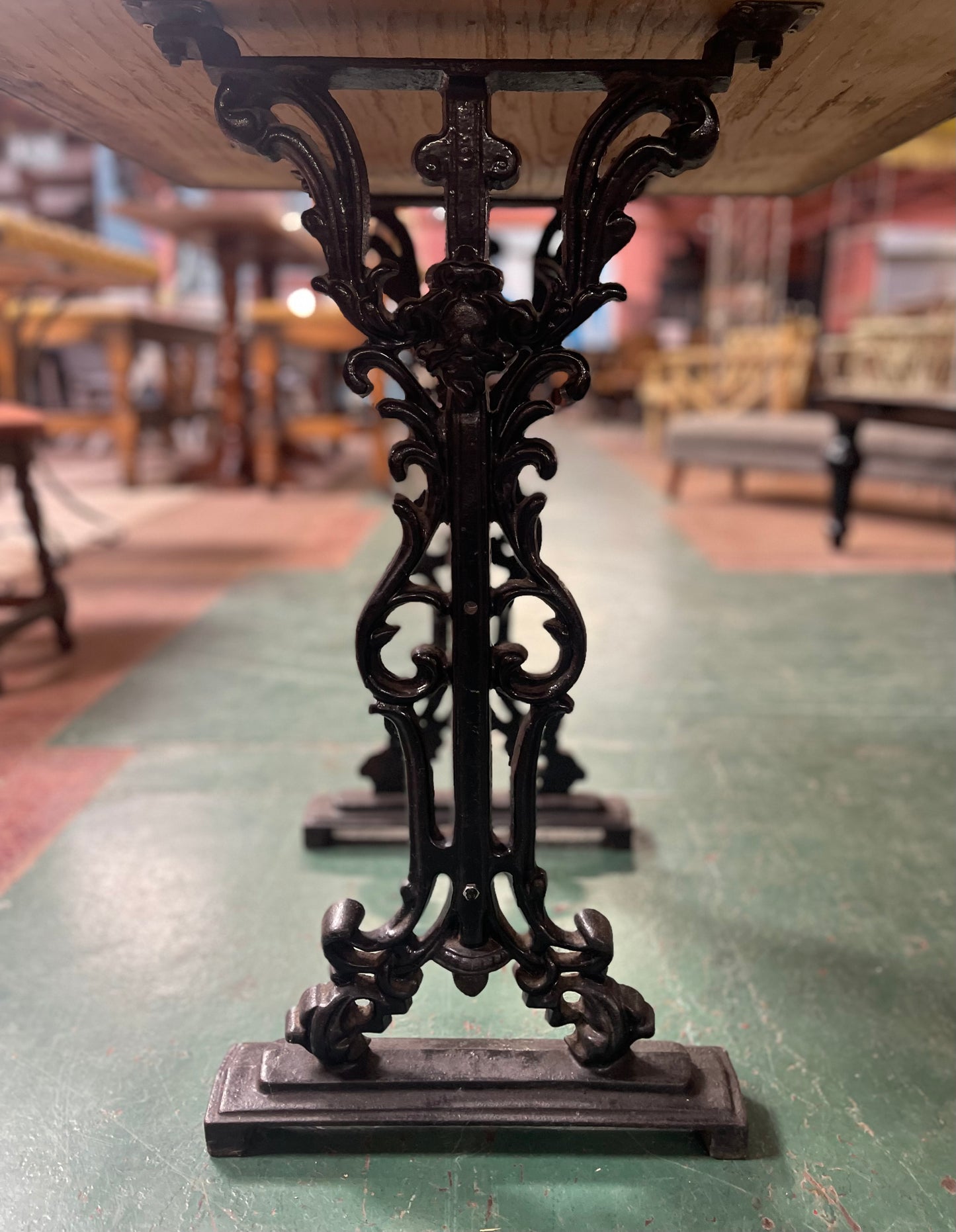 Vintage / retro solid brass pub table with cast iron base