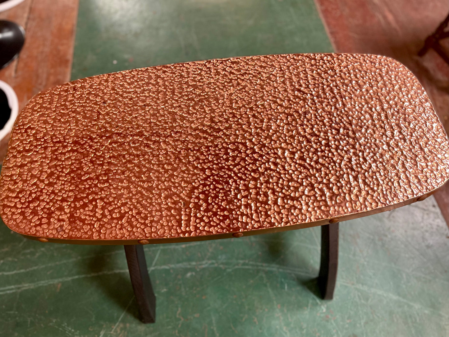 Retro / vintage style hammered copper top pub table