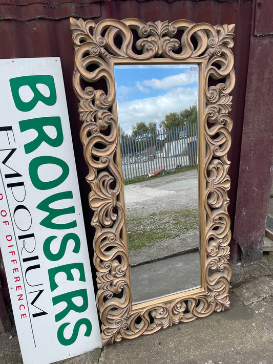 Ornate Gold Baroque Style Resin Wall Mirror – Large Decorative Rococo Mirror