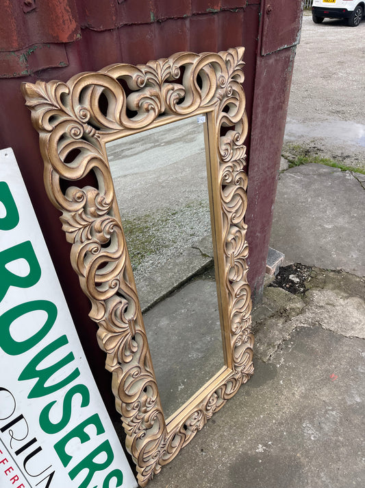 Ornate Gold Baroque Style Resin Wall Mirror – Large Decorative Rococo Mirror