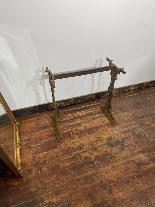 Antique Victorian Cobden Table - Ornate Cast Iron Base