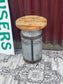 Industrial Upcycled Metal Drum Side Table Reclaimed Wood Top Rustic Bar Stool