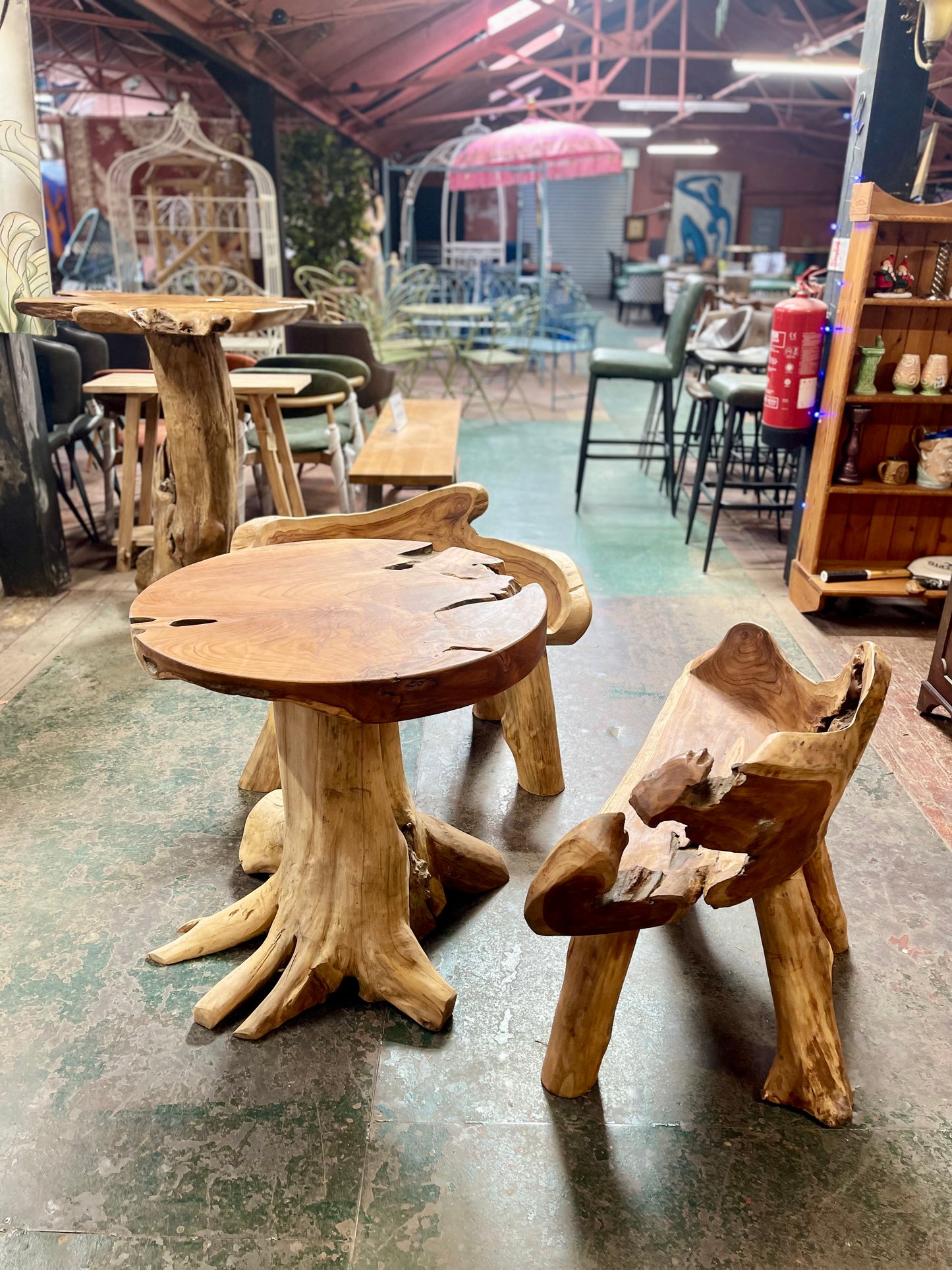 Rootwood Live Edge Dining Table & 2 Chairs Rustic Solid Wood Natural Set