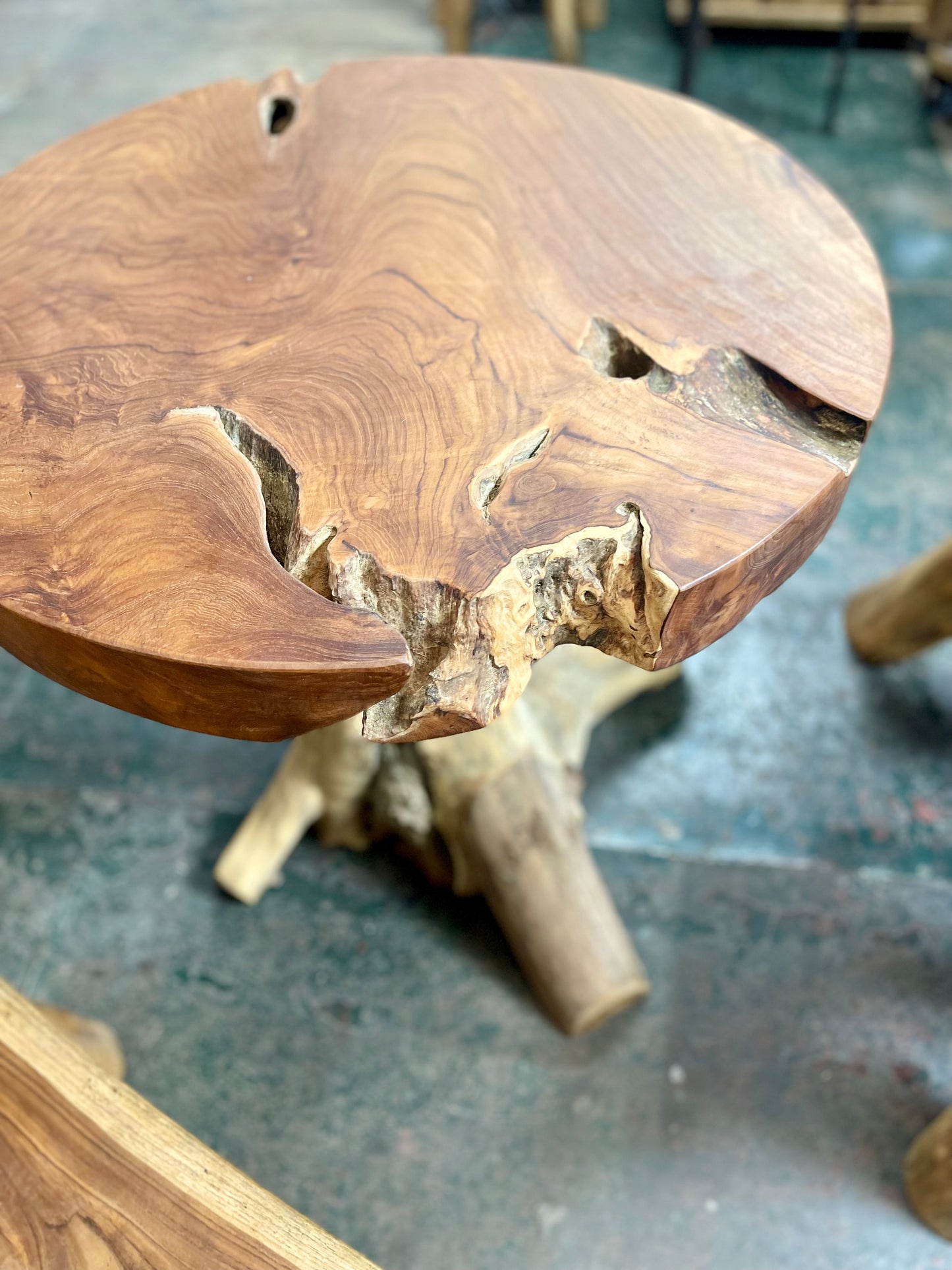 Rootwood Live Edge Dining Table & 2 Chairs Rustic Solid Wood Natural Set