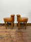 Pair of Tan Low Back Club Stools – Button Detail – Retro Style