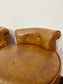 Pair of Tan Low Back Club Stools – Button Detail – Retro Style