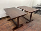 Pair of rectangular wooden pub tables with decorative legs