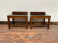 Pair of antique 1940s black leather and gold side tables
