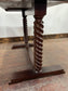 Pair of rectangular wooden pub tables with decorative legs