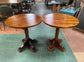 Pair of small round wooden pub tables