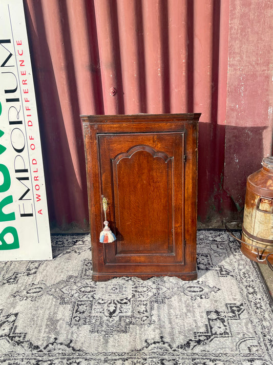 Genuine Antique Oak Corner Cupboard Wooden Corner Cabinet Storage Unit