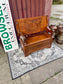 Genuine Antique Carved Oak Monk’s Bench Settle Storage Seat Hall Bench