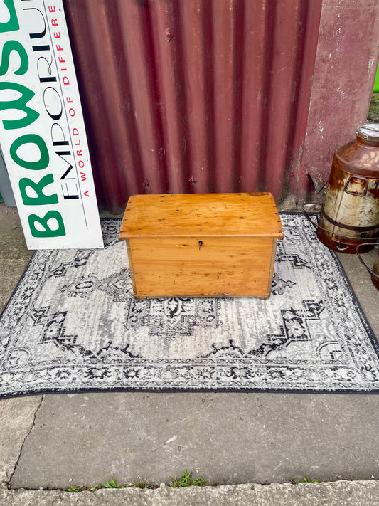 Antique Victorian Pine Blanket Chest Storage Box Trunk c.1880–1900