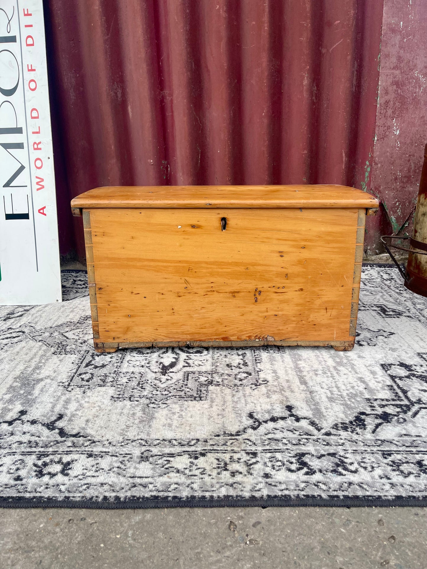 Antique Victorian Pine Blanket Chest Storage Box Trunk c.1880–1900