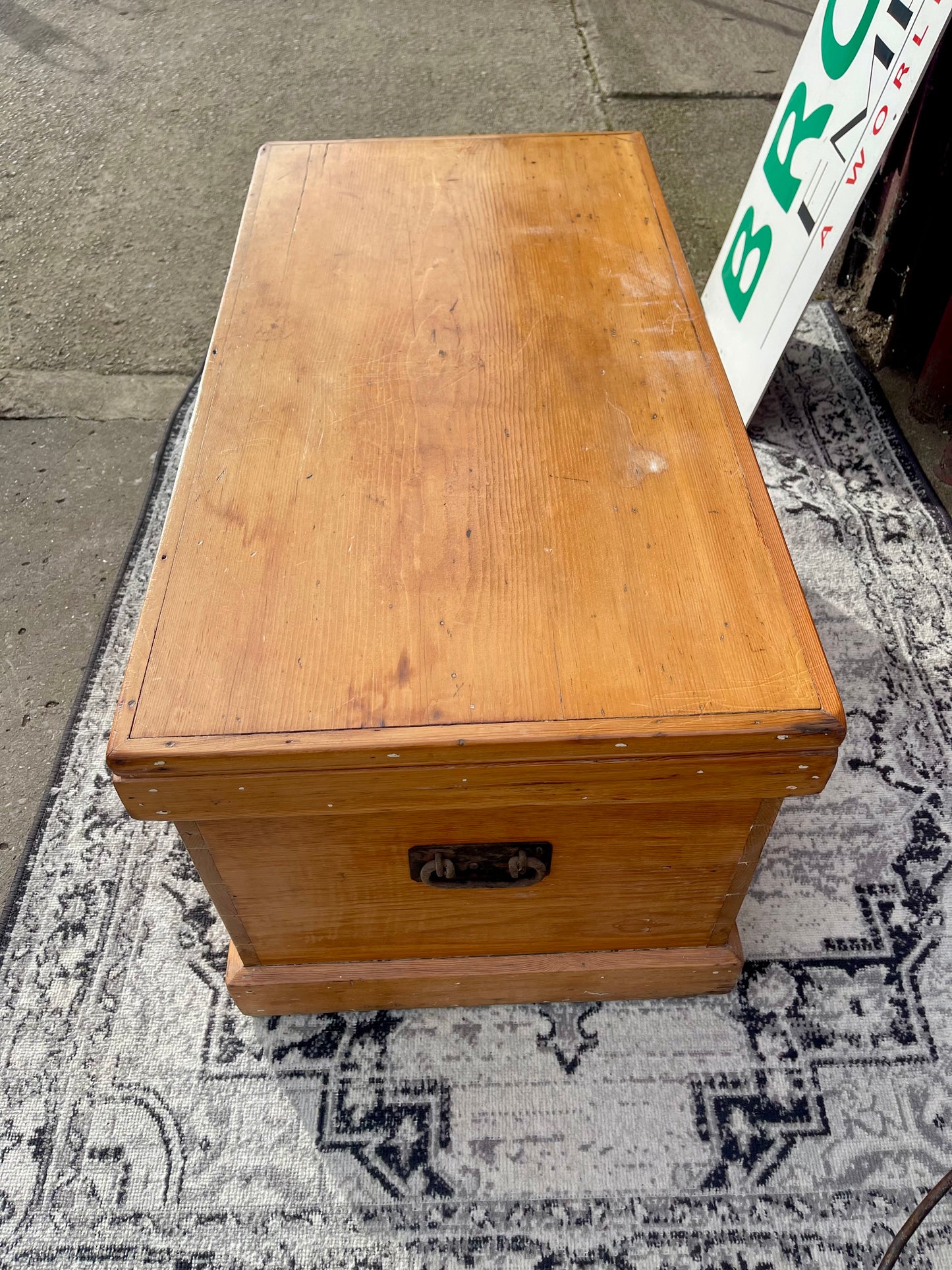 Antique Victorian Pine Blanket Chest Storage Box Trunk c.1880–1900