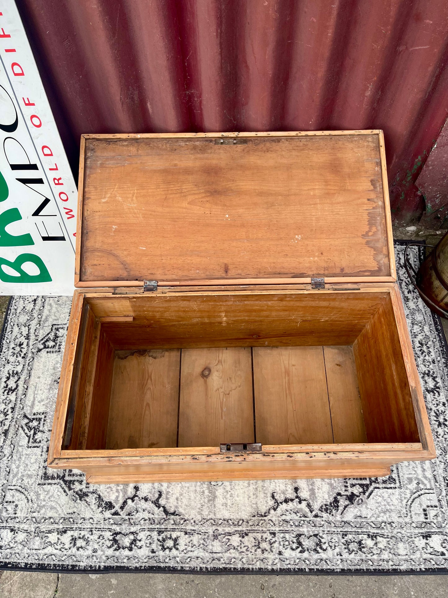 Antique Victorian Pine Blanket Chest Storage Box Trunk c.1880–1900