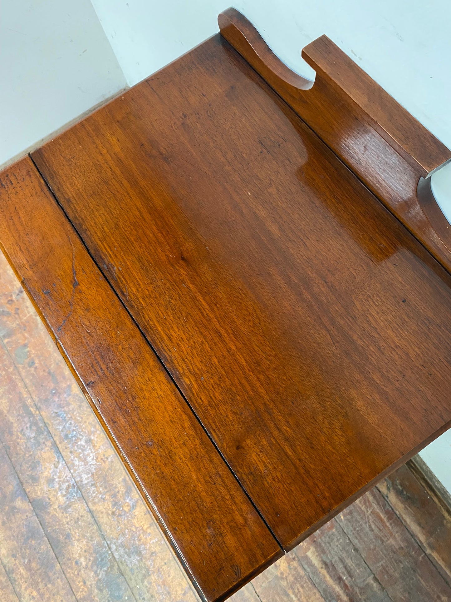 Small antique cabinet with glass door and castors