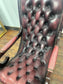 Burgundy Leather Button Back Rocking Chair Wooden Arms