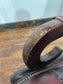 Burgundy Leather Button Back Rocking Chair Wooden Arms