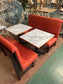 Pair of Red Leather Effect Wooden Booth Seating Benches for Hospitality