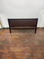 Brown Leather Effect Button Back Bench Sofa Settee Dark Wood Frame Upholstered