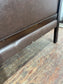 Brown Leather Effect Button Back Bench Sofa Settee Dark Wood Frame Upholstered
