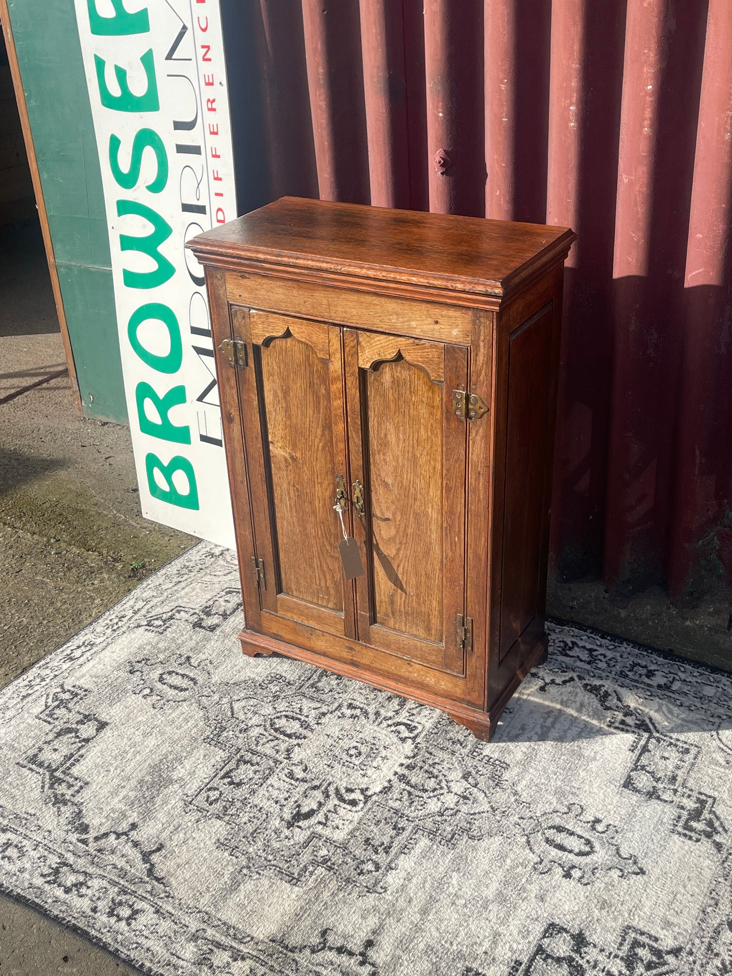 Antique Victorian Wooden Cabinet Cupboard c.1880–1900 Brass Hardware