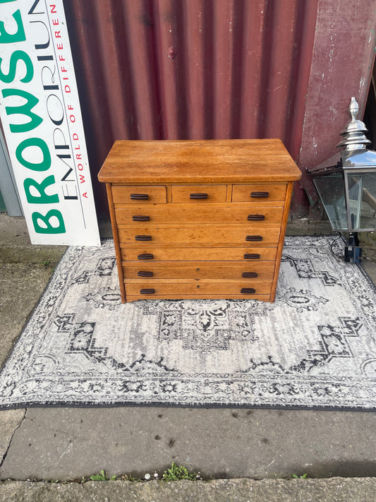 Antique Oak 9-Drawer Collectors Cabinet c.1880–1910 Small Storage Unit