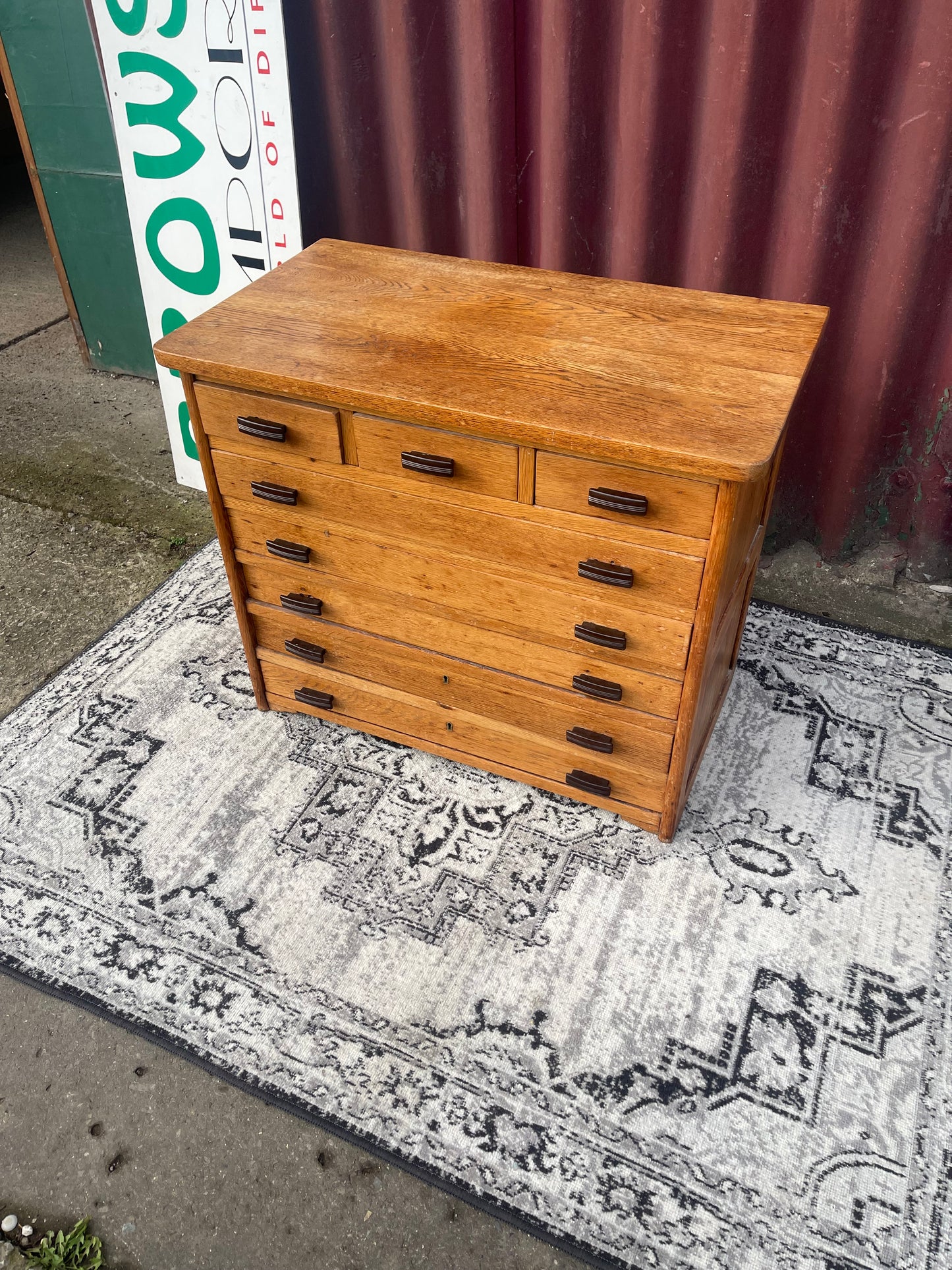 Antique Oak 9-Drawer Collectors Cabinet c.1880–1910 Small Storage Unit